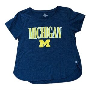 Michigan Wolverines Shirt Women’s Large Blue UM Big 10 Short Sleeve Scoop Neck